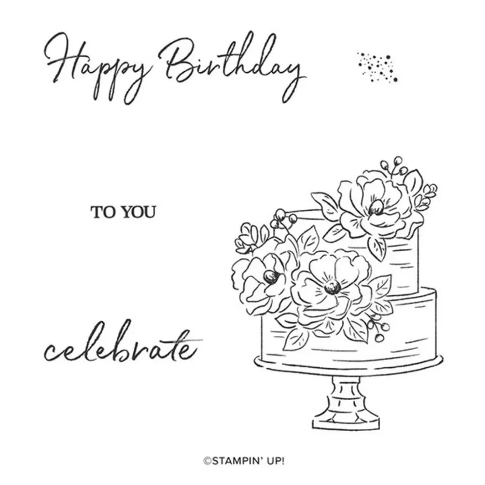 Stampin Up Retired Sale A Bration Happy Birthday Stamp Set Rubber Cling Cake